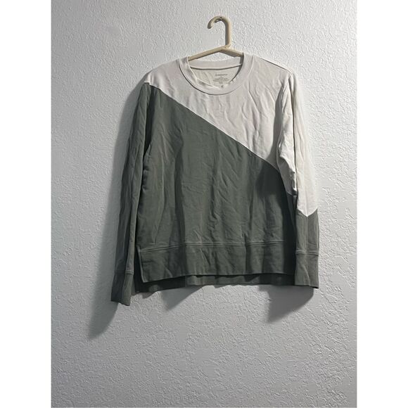 Summersalt French Terry colorblock green cream sweatshirt L - Picture 1 of 2